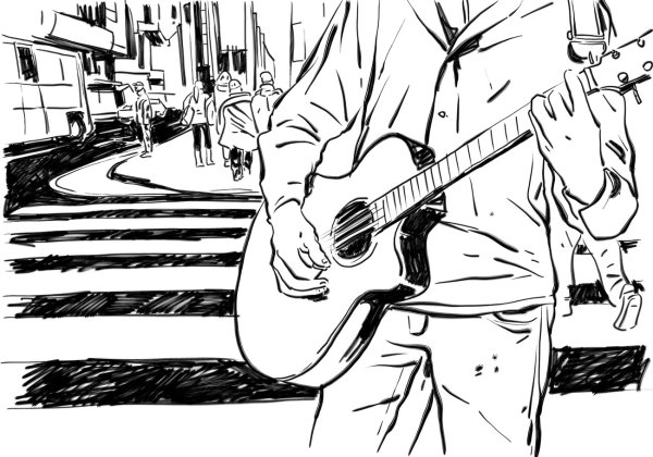 Гитарист рисунок