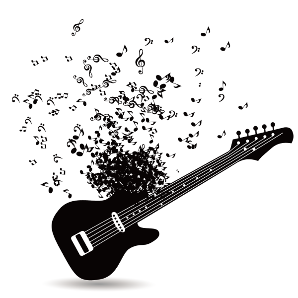 Белая гитара на черном фоне