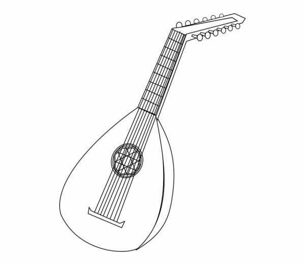 Музыкальный инструмент на прозрачном фоне лютня