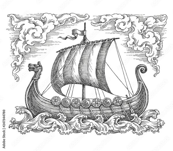 Дракар викингов узор