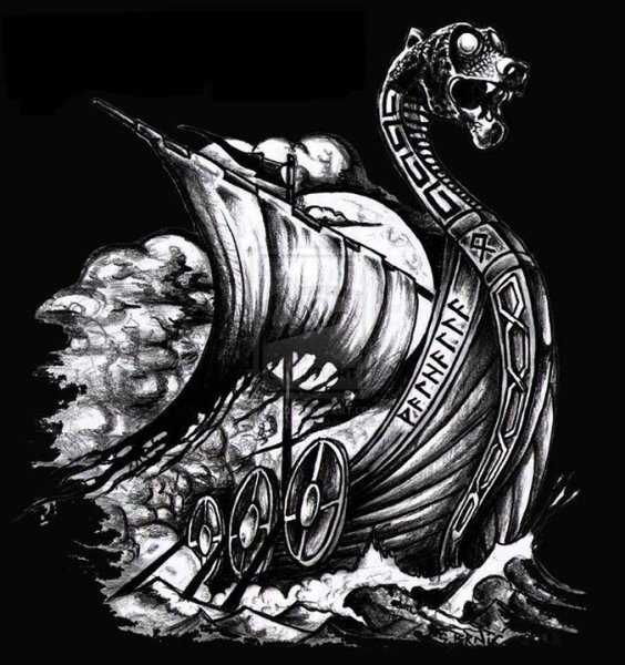 Драккары викингов тату