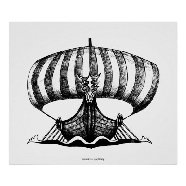 Нарисовать Драккар викингов