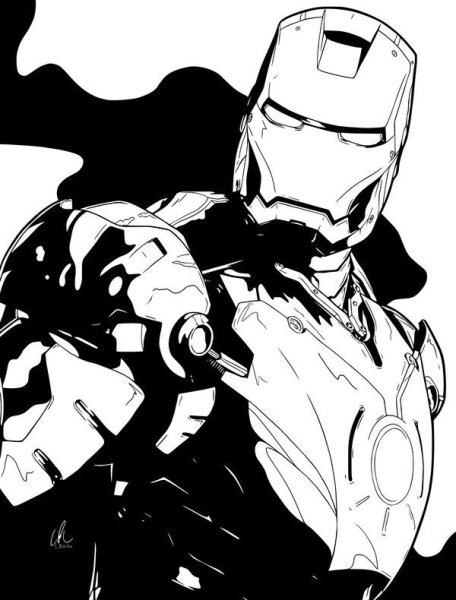 Железный человек чб арт