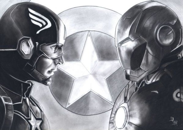 Капитан Америка чёрно белый