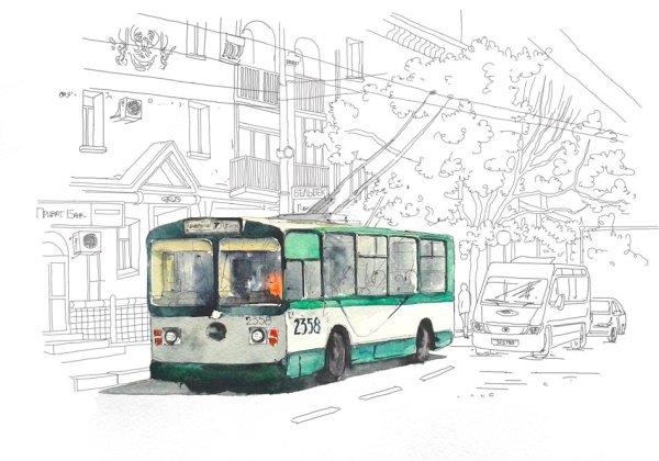 Троллейбус рисунок