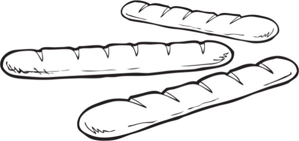 Раскраски для детей французский хлеб