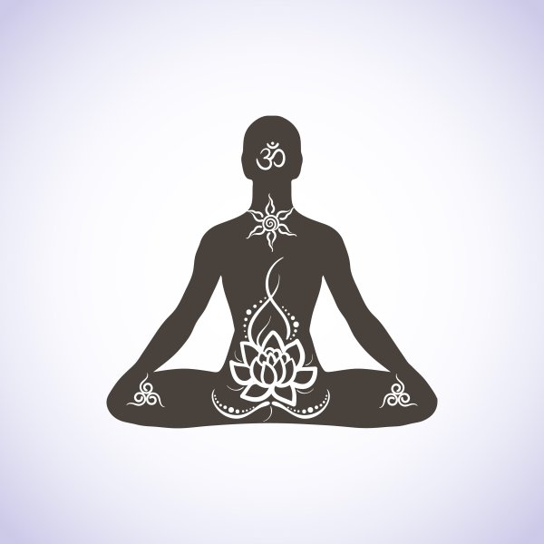 Человек в позе лотоса чб