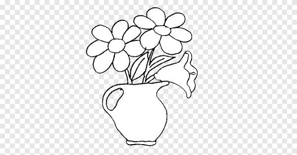 Раскраска цветок в вазе для детей простые