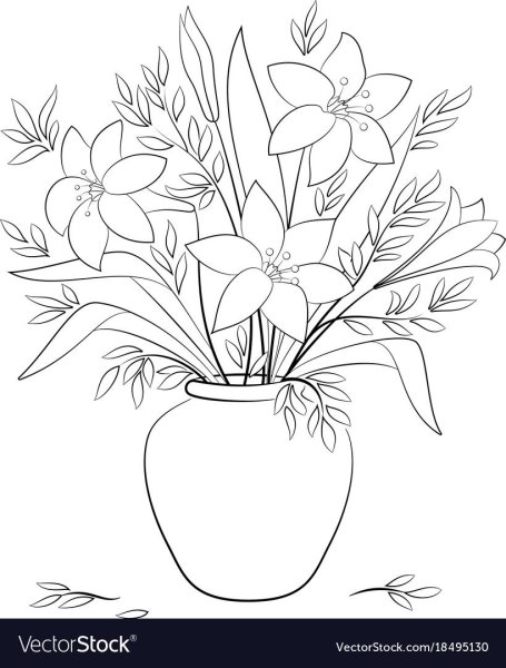 Раскраска цветы в вазе