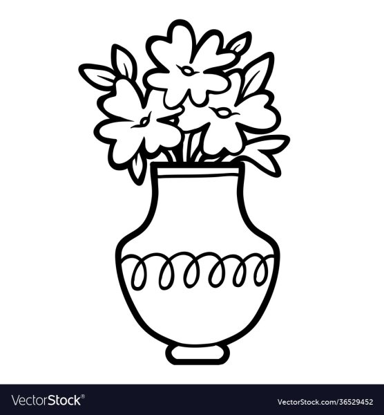 Ваза с цветами чб