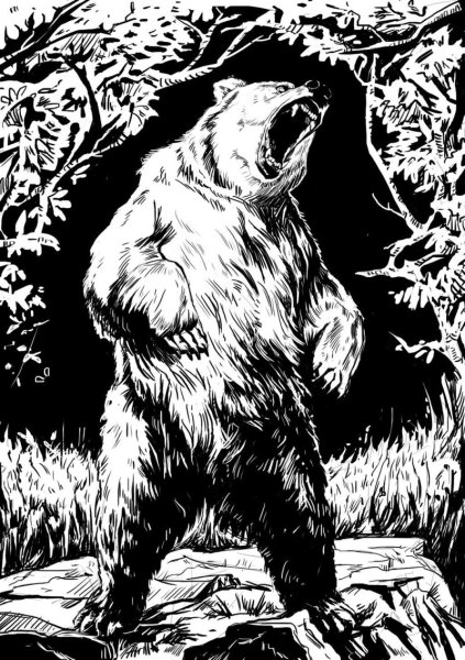 Злой медведь на задних лапах