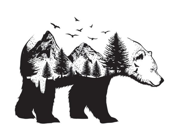 Медведь в лесу вектор