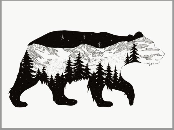 Медведь силуэт эскиз