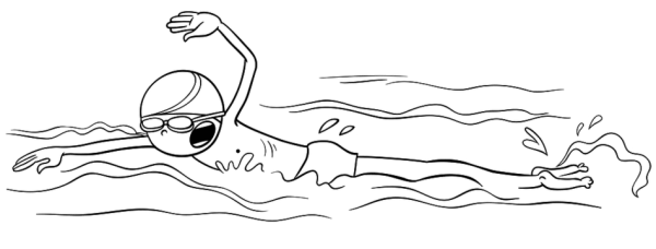 Раскраска плавание в бассейне