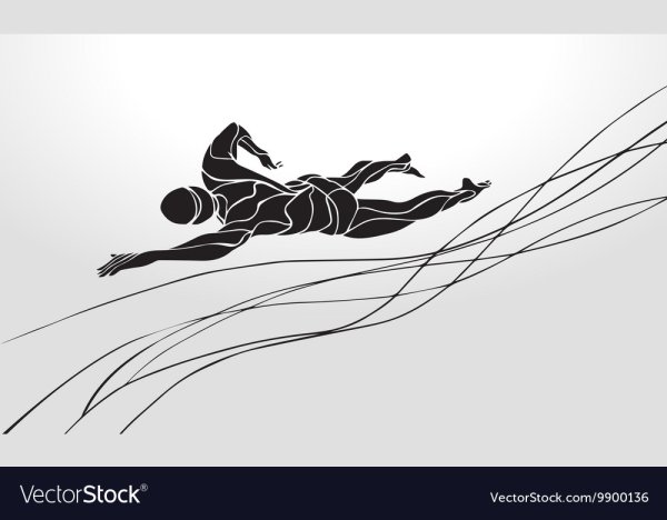 Силуэт плывущего человека