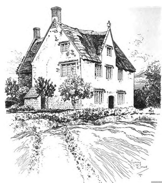 Графический пейзаж с домиком