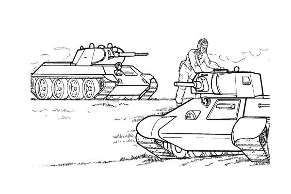 Раскраска танк т34 Военная техника для детей