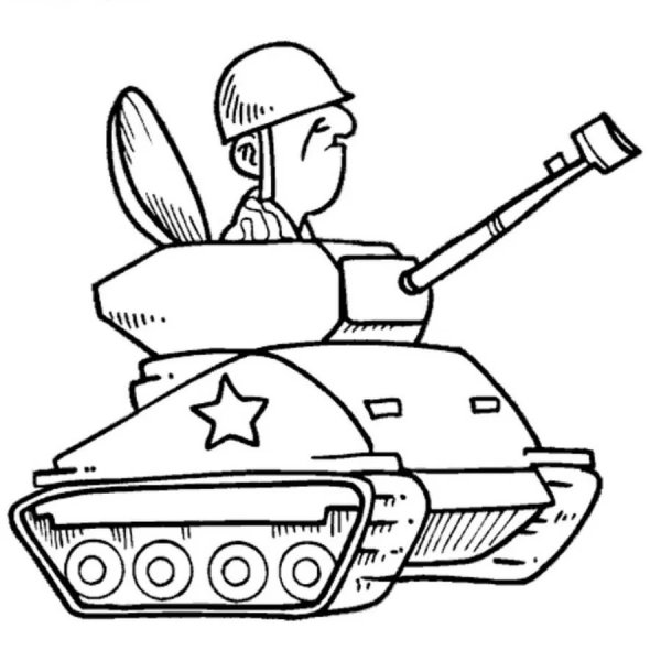 Танк раскраска для малышей