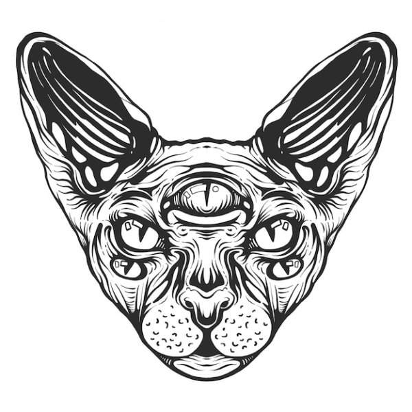 Эскиз тату сфинкс кот