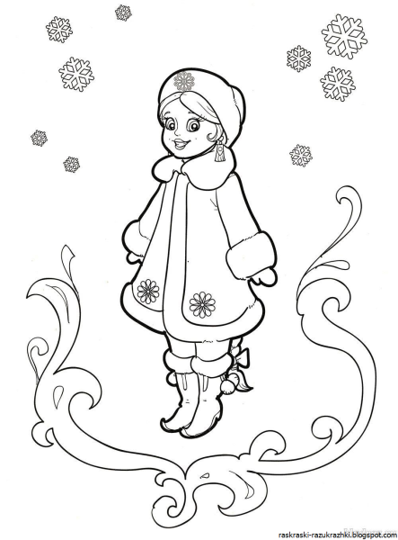 Снегурочка раскраска для детей
