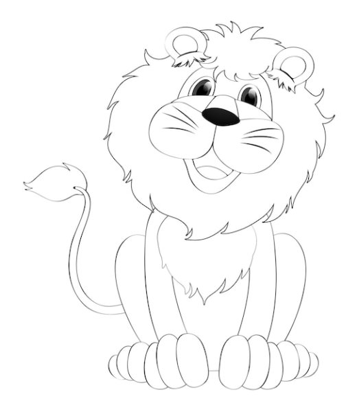 Львенок вектор чб
