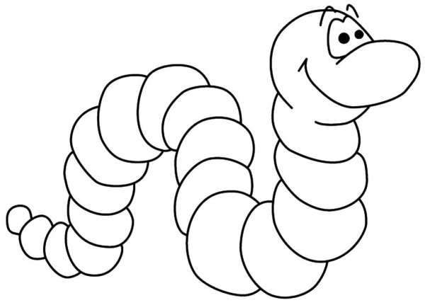 Червячок раскраска для детей