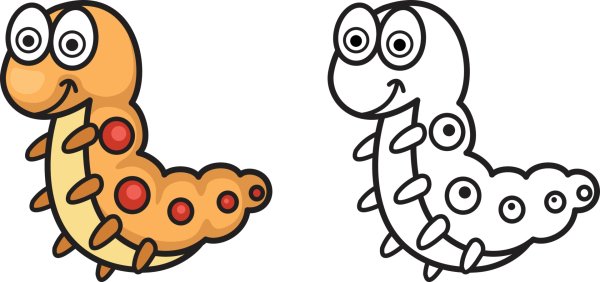 Червячок раскраска для детей