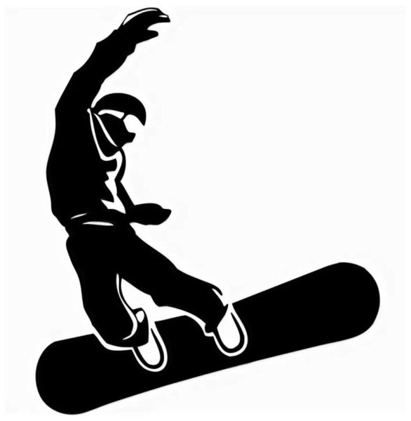 Силуэты лыжников и сноубордистов