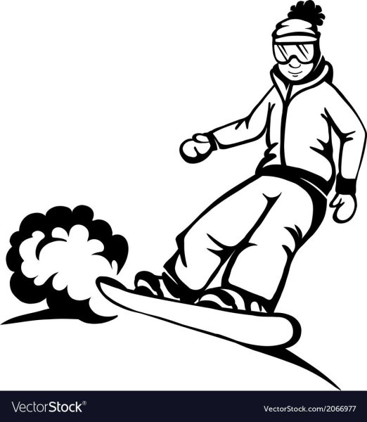 Сноубордист чёрно белая вектор