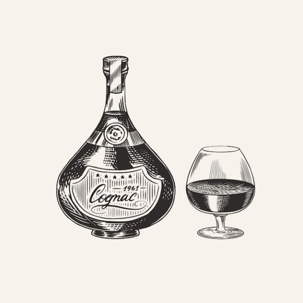 Бутылка коньяка контур