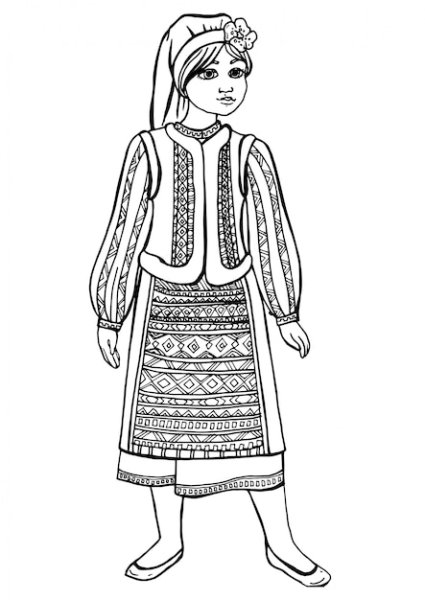 Национальные женские костюмы раскраски