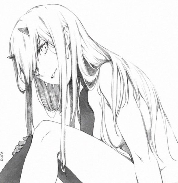 Чб аниме Наброски