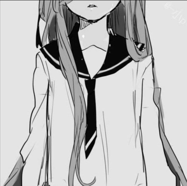 Аниме тянка черно белая