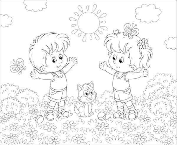 Утренняя зарядка для детей черно белая