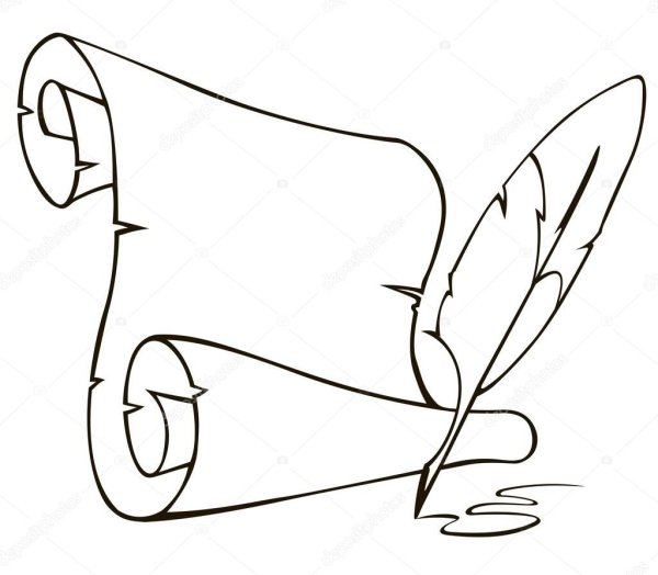 Раскраска свиток с пером