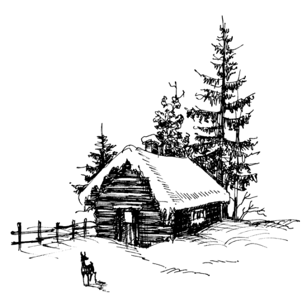 Домик в лесу набросок