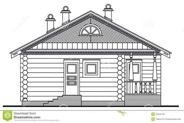 Рисование фасада избы