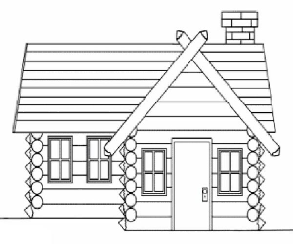 Раскраска бревенчатый домик для детей
