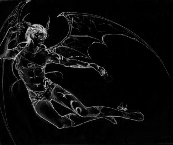 Демон черно белый