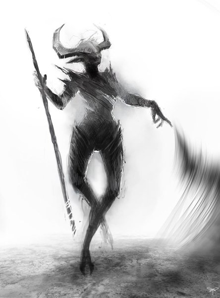 Демон черно белый