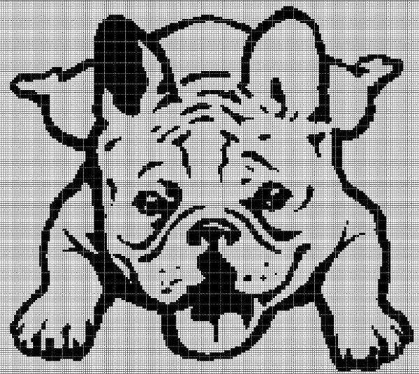 Монохромные вышивки собак