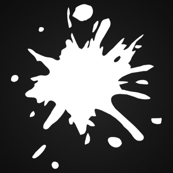 Белая Клякса на черном фоне