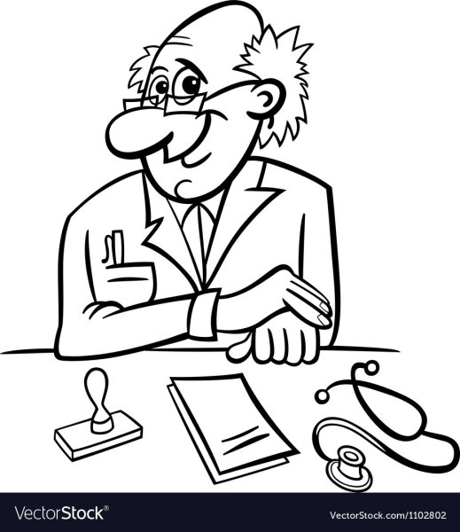 Врач чб иллюстрация