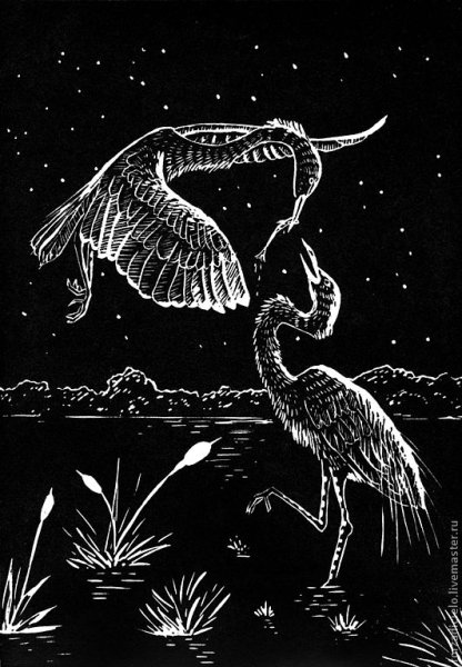 Гравюра на черном фоне