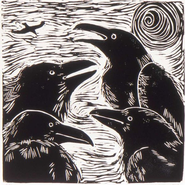 Ксилография ворон