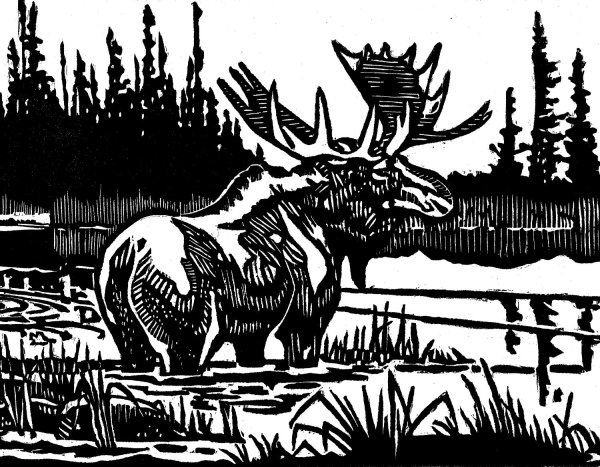 Гравюра "лоси"