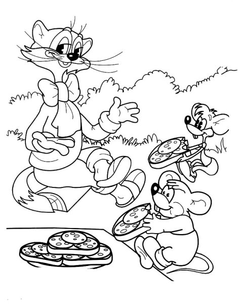 Раскраски для детей кот Леопольд рыбалка