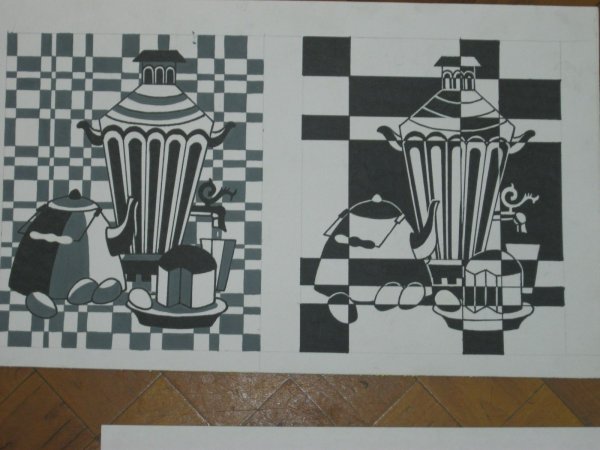 Шахматный натюрморт в графике