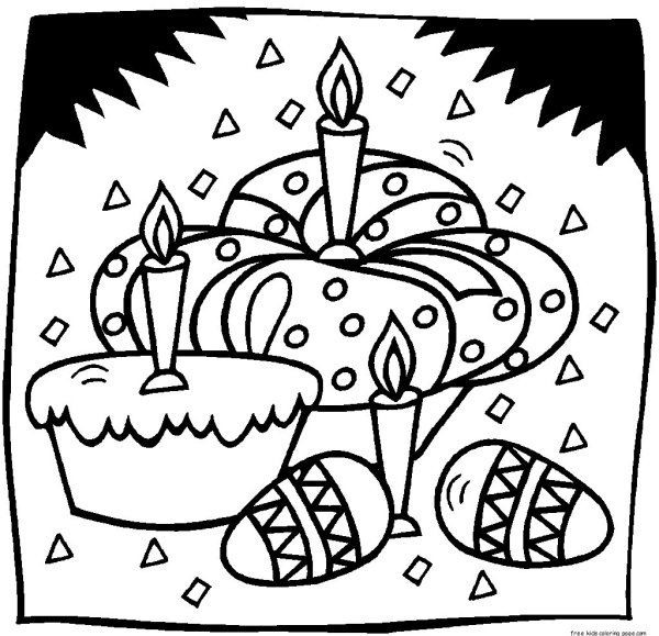 Раскраска кулича на Пасху для детей