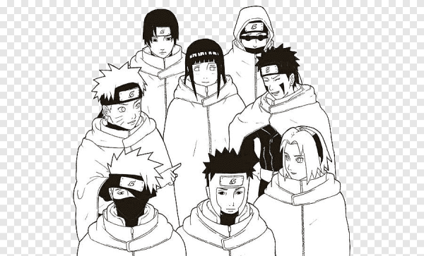 Персонажи Наруто чёрно-белые
